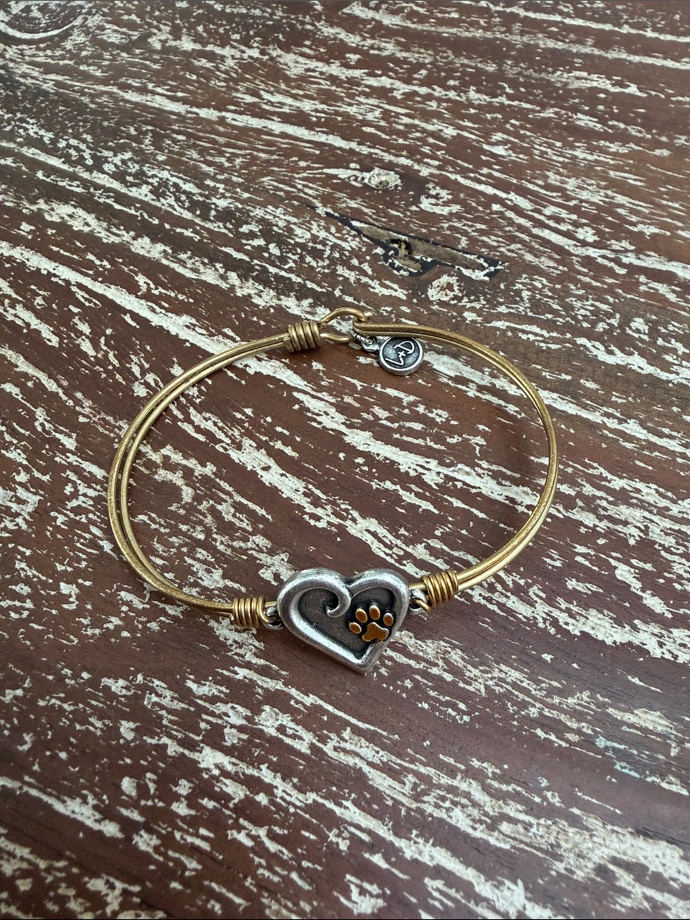 Luca + Danni Two-Tone Heart Bracelet with Paw Accent